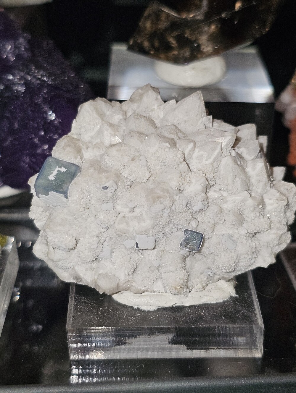 Dog Tooth Quartz With Cubic Fluorite
